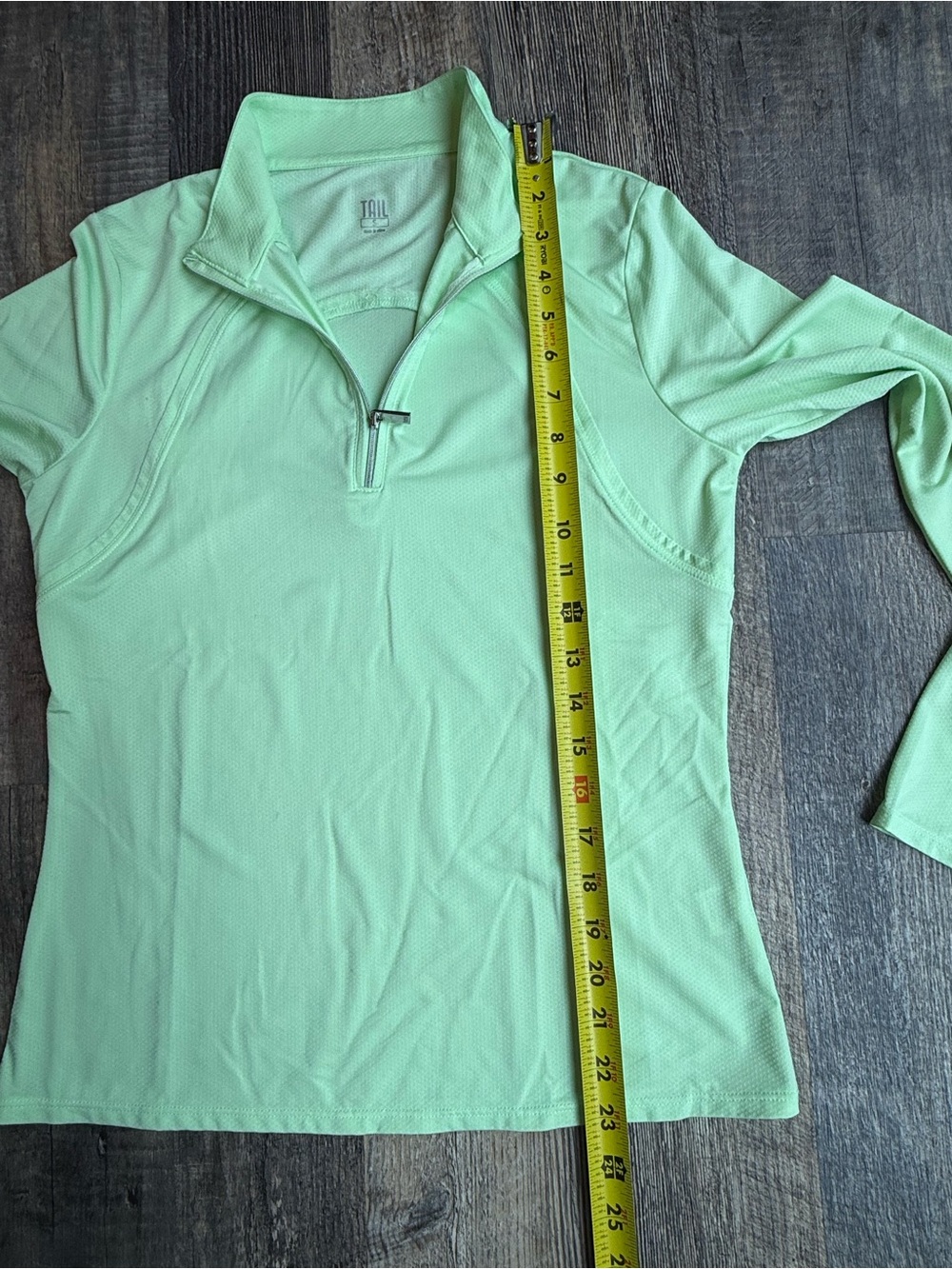 Womens Tail Golf Long Sleeve Shirt Light Green 1/4 Zipper Small S - Picture 5 of 6